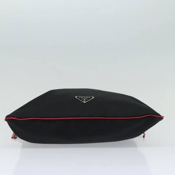 PRADA Tote Bag Nylon Velour Black Red Silver Auth 85714 - Picture 5 of 16